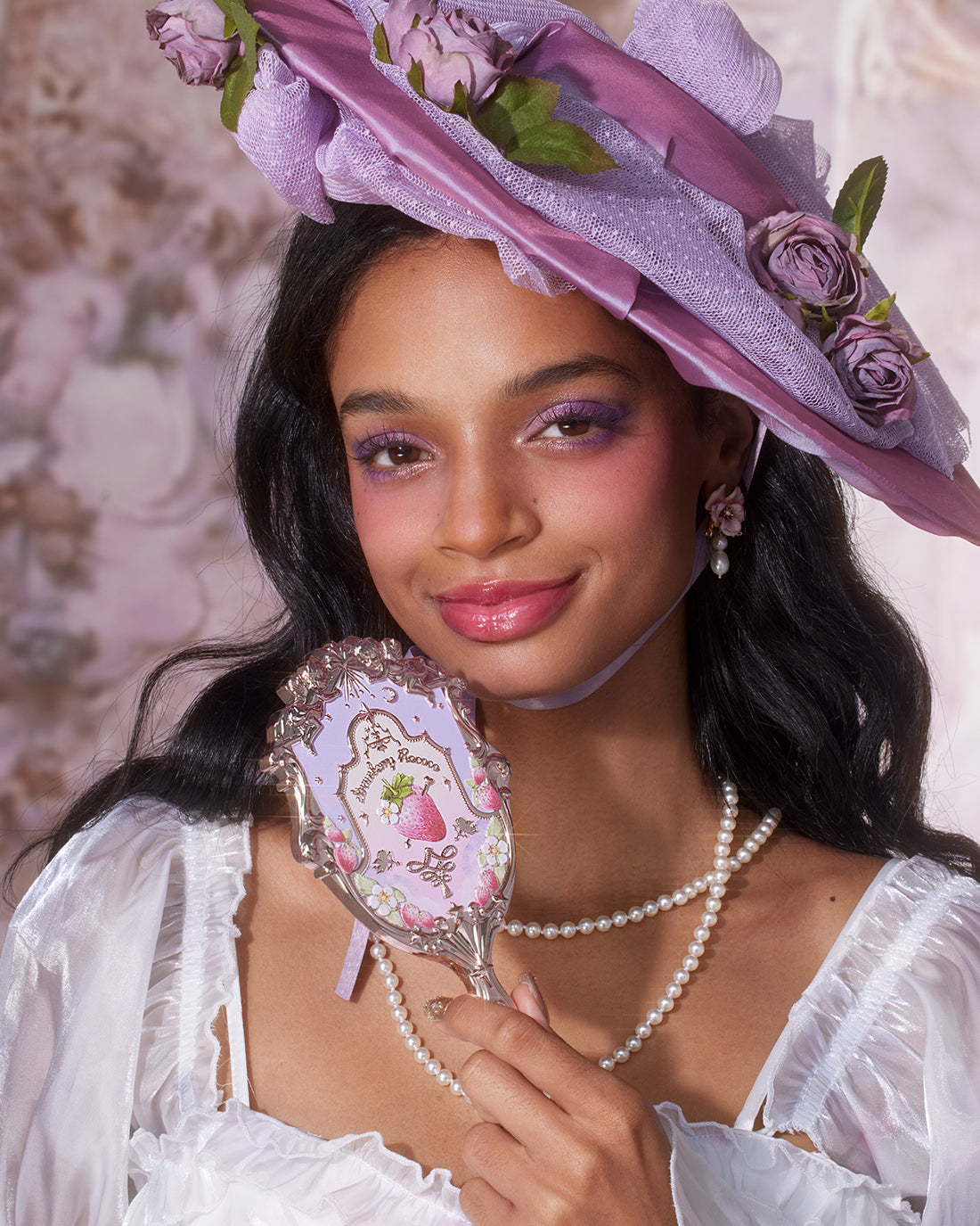 Violet Strawberry Rococo Hand Mirror (Bundle)