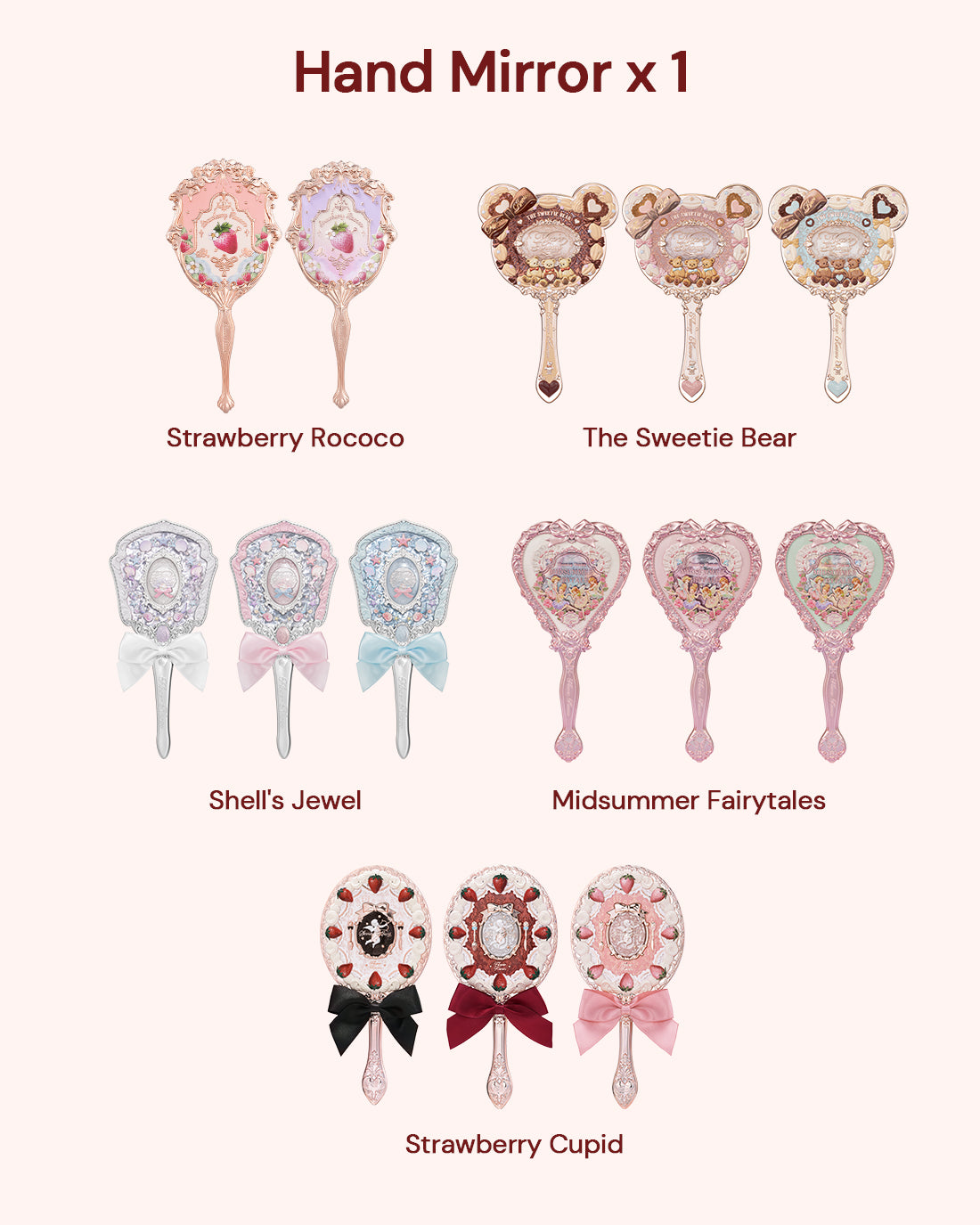 Collection of hand mirrors in mystery lucky bags 