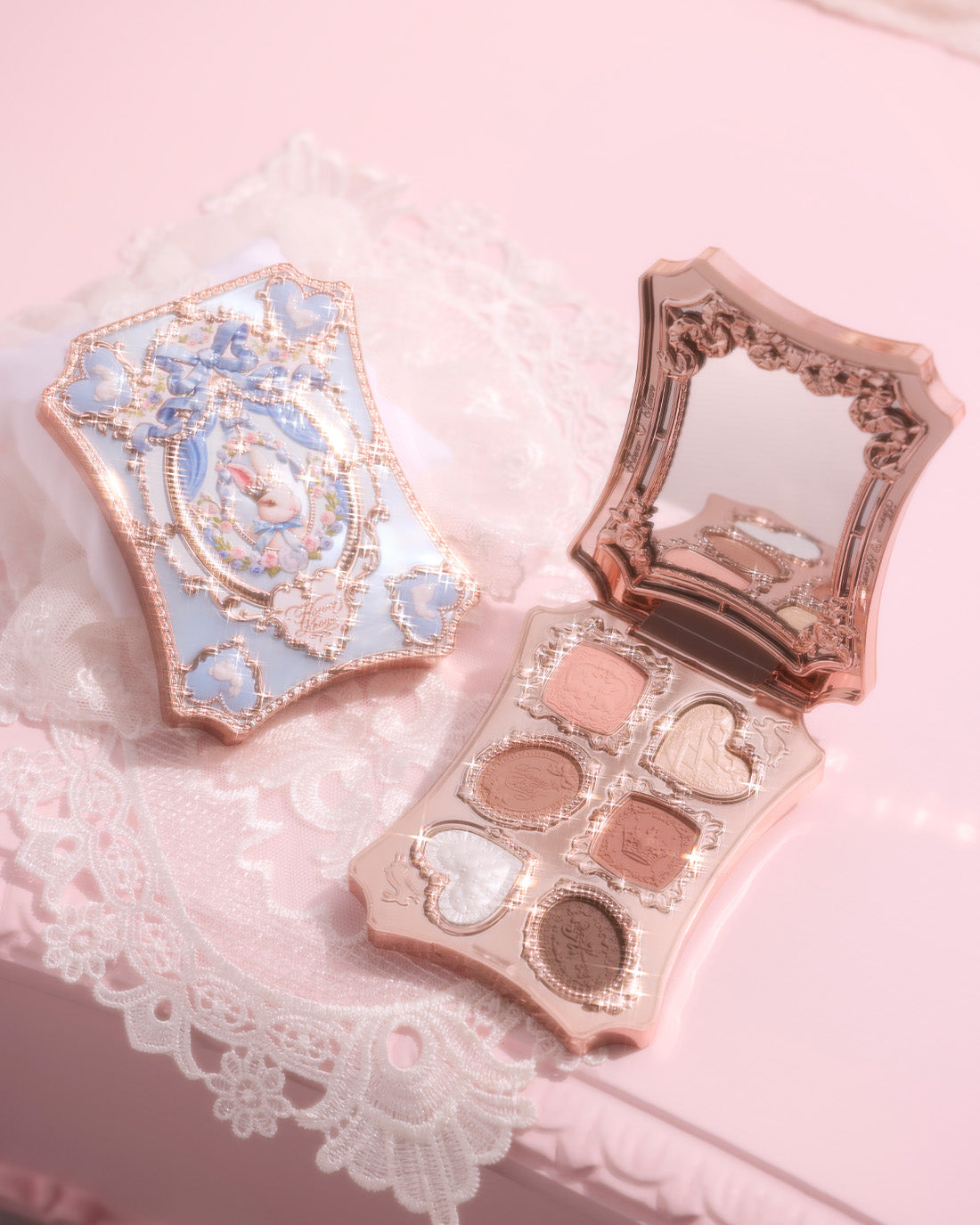 Bunny Garden Collection 6-Color Makeup Palette with blue compact 