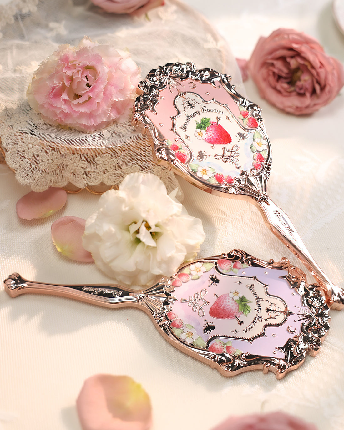 Violet Strawberry Rococo Hand Mirror