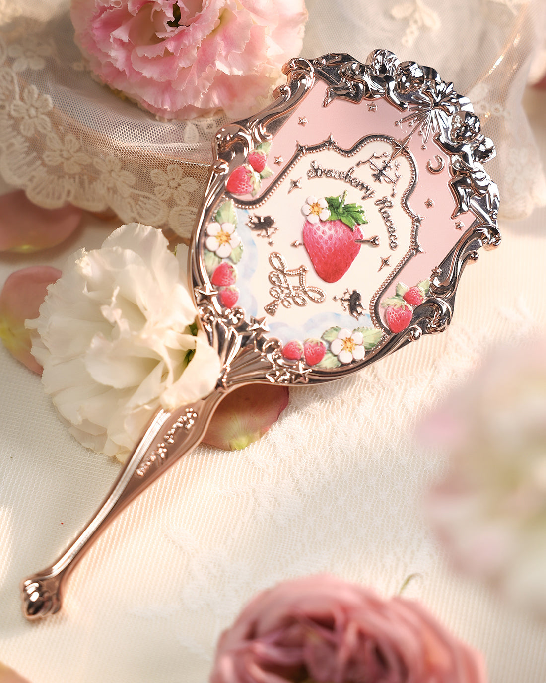 Strawberry Rococo Hand Mirror