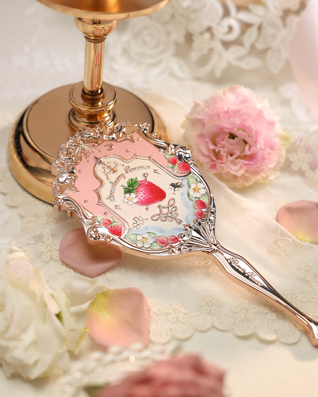 Strawberry Rococo Hand Mirror