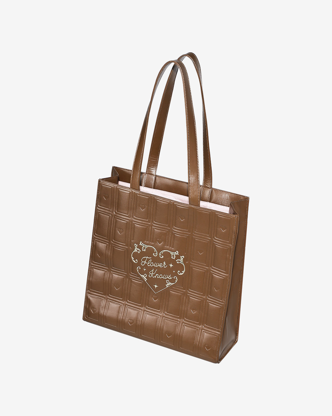 Flower Knows Chocolate Leather Tote Bag