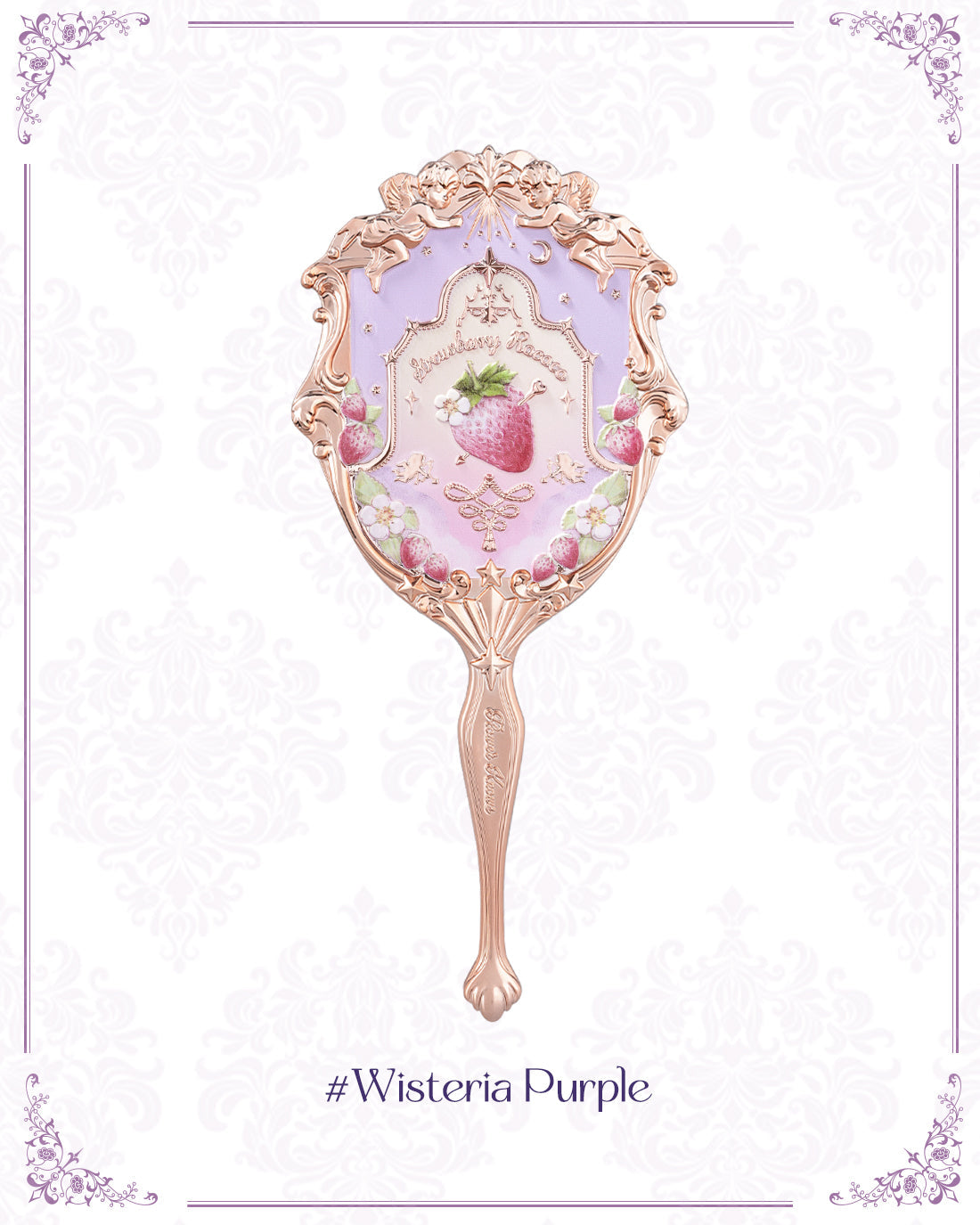 Violet Strawberry Rococo Hand Mirror